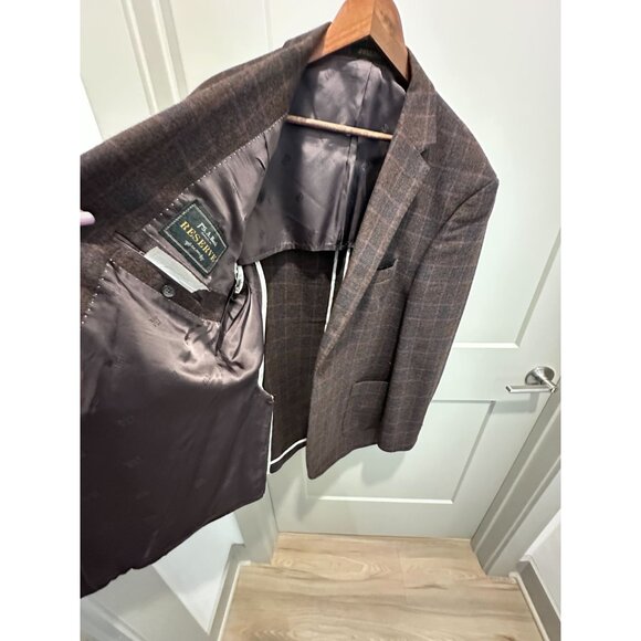 E.thomas Blazer 46R Jos A Bank Reserve Micro Checked Wool Cashmere - Picture 7 of 11